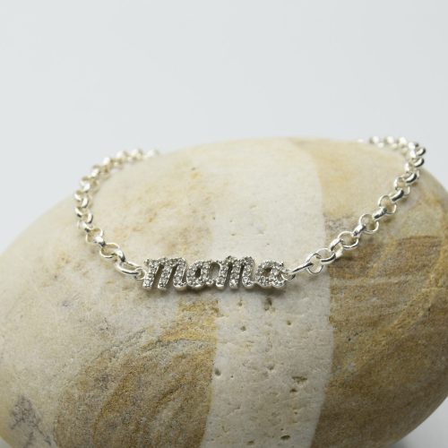 Pulsera mamá de plata y circonitas