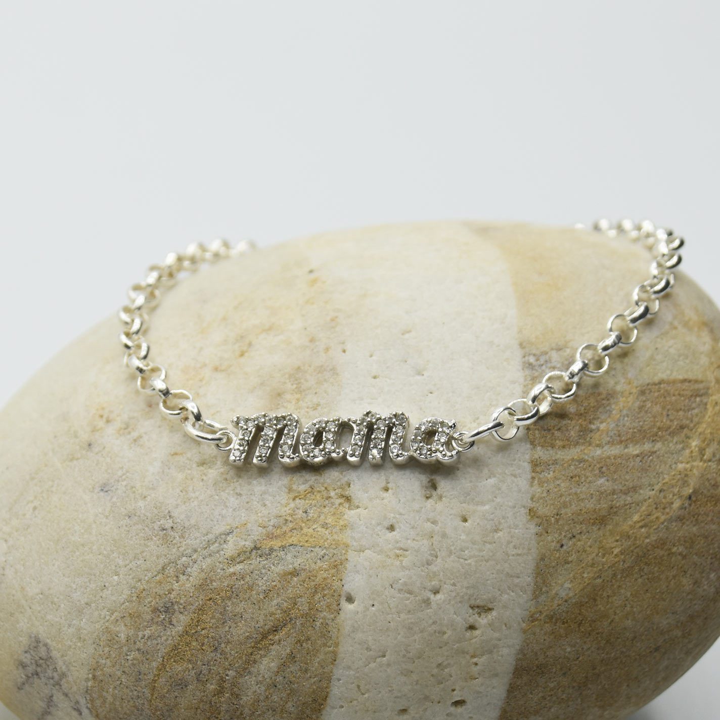 Pulsera mamá de plata y circonitas