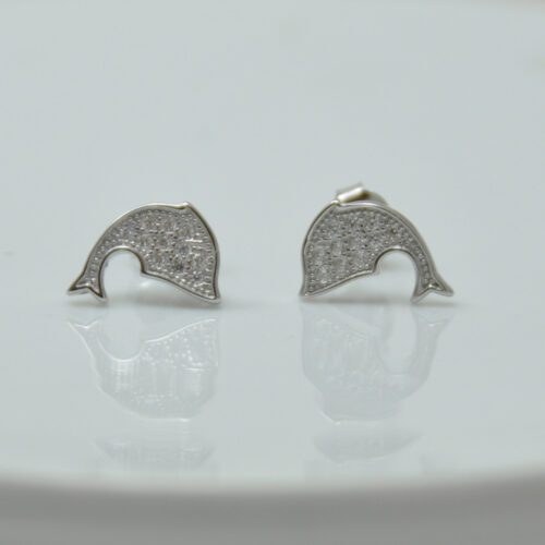pendientes-delfin plata y circonitas