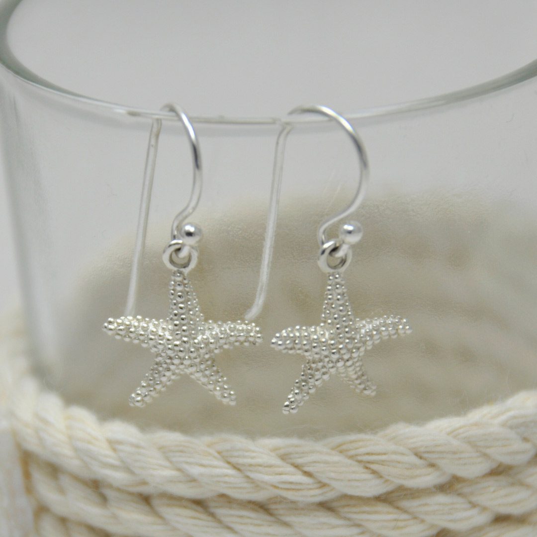 Pendientes de plata estrella de mar