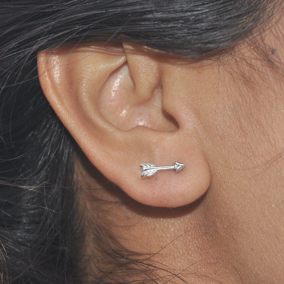 pendientes flecha de plata de ley