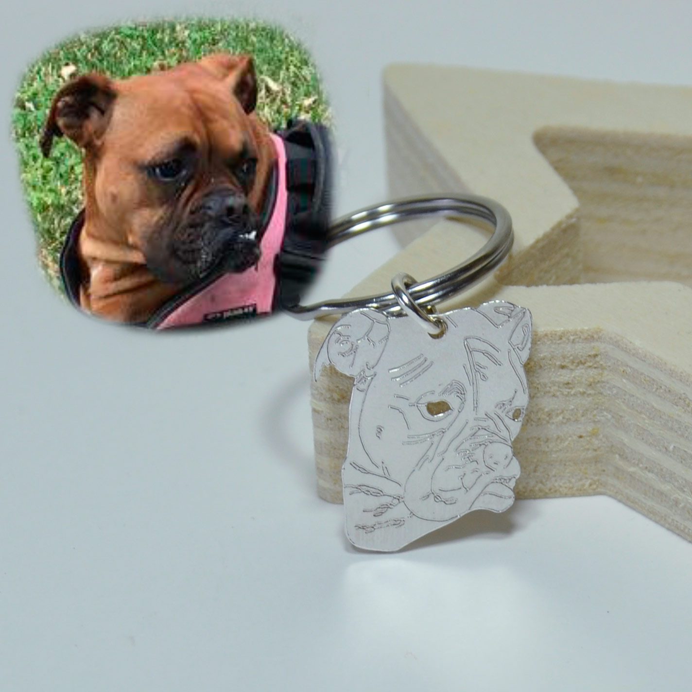 llavero de plata personalizado con la carita de tu mascota