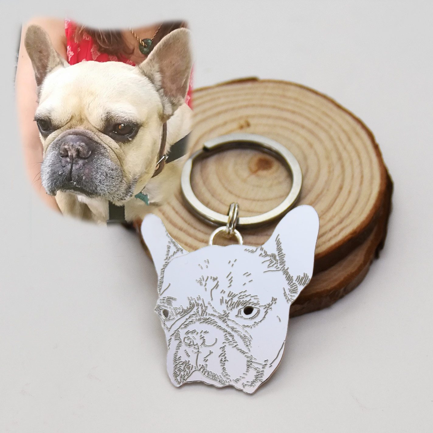 llavero de plata personalizado con la carita de tu mascota