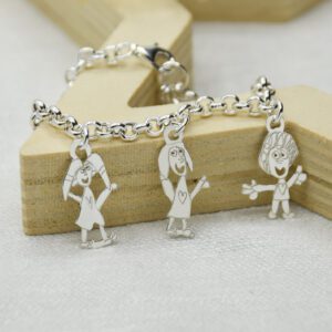 joya personalizada pulsera plata dibujo niño
