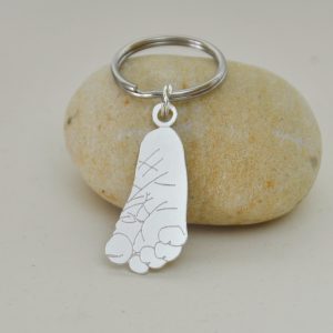 llavero plata personalizado huella pie bebe joya