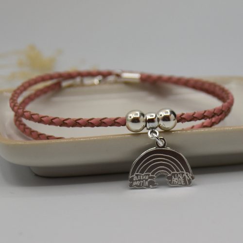 joya pulsera cuero y plata dibujo niño