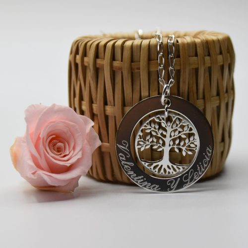 Colgante de plata árbol de la vida personalizado con nombres