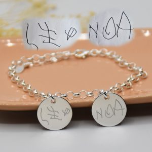 pulsera plata personalizada firma niños dibujo joya