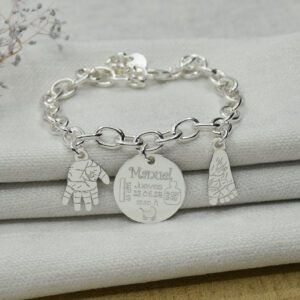pulsera-huella-bebe-plata- nombre y fecha nacimiento