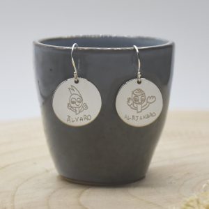 pendientes plata dibujos niños