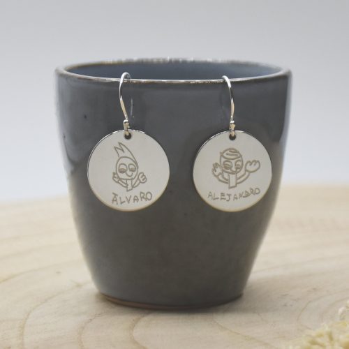 pendientes plata dibujos niños