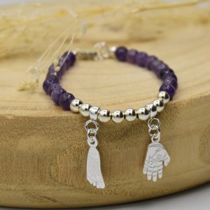 pulsera plata personalizada huella pie bebe joya
