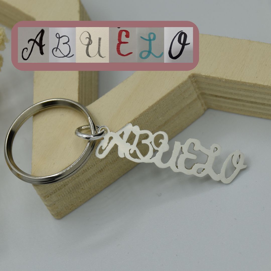 llavero plata papa personalizado dibujo infantil