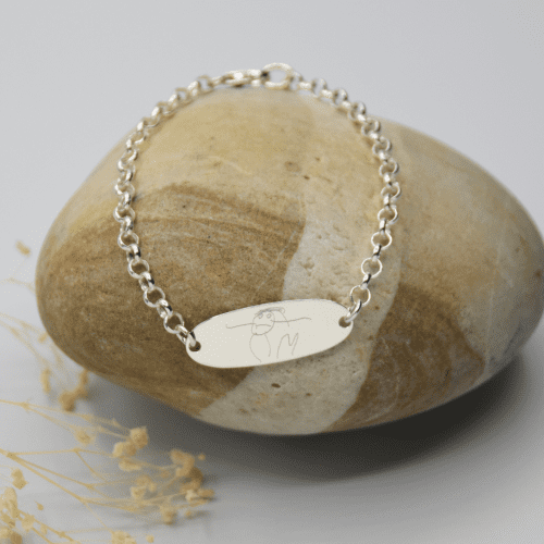 Pulsera de plata personalizada con el dibujo de tu hijo