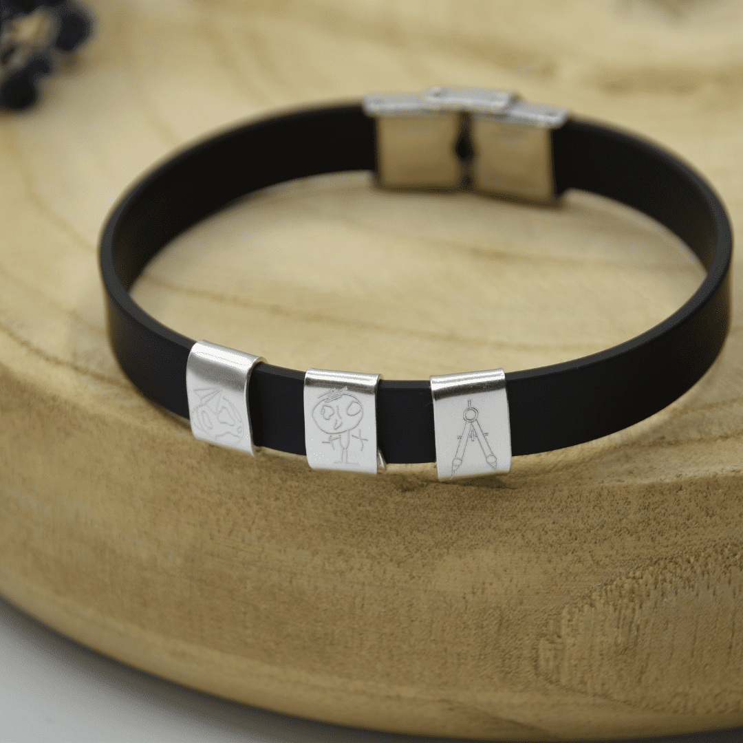 Pulsera de cuero o caucho personalizada para hombre