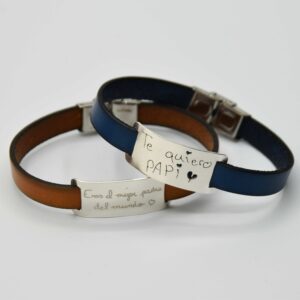 pulsera personalizada de cuero y plata para hombre