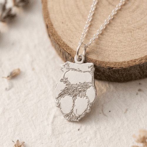 Colgante de plata personalizado con la huella real de una mascota