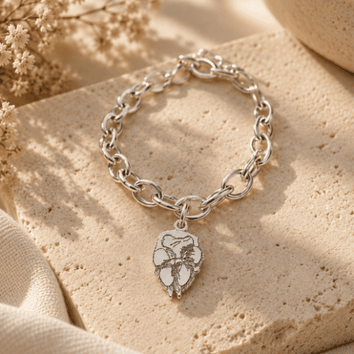 Pulsera de plata personalizada con la huella real de una mascota